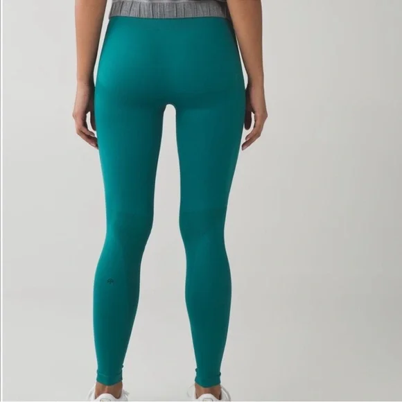 Lululemon Athletica Zone In High Rise High Waisted Forage Teal Leggings Tights 4 - Picture 2 of 9